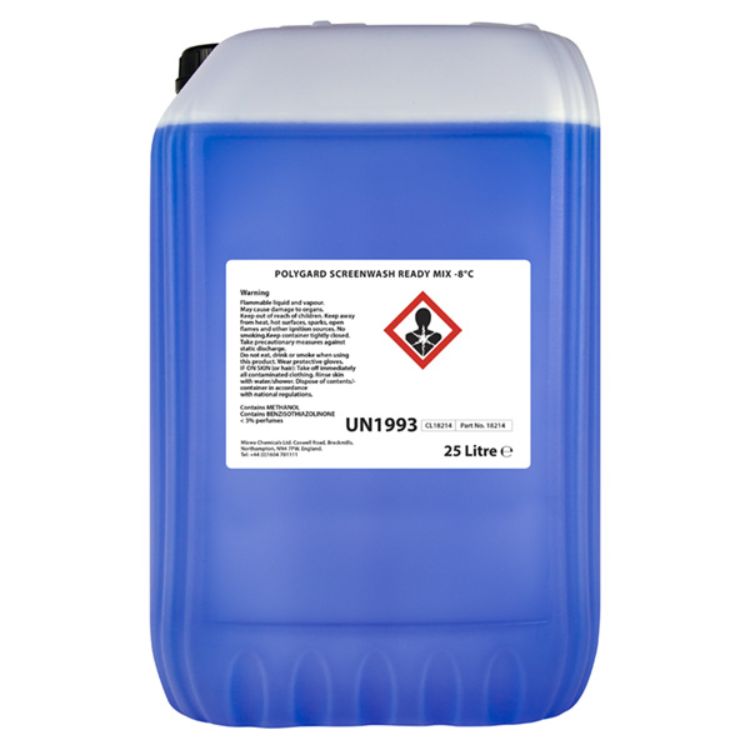 Polygard Screenwash Ready To Use -8°C 25 Litre - For Professional Users Only